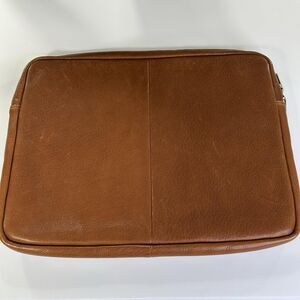 Piel Genuine Leather Laptop Sleeve Case 15in Brown Padded Zip Pocket Bag